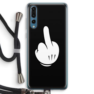 Middle finger black: Huawei P20 Pro Transparant Hoesje met koord