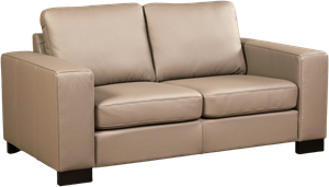 Taupe leren moderne 2-zitsbank Enjoy - poot hout zwart - Toledo Leer Khaki (taupe leer)