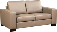 Taupe leren moderne 2-zitsbank Enjoy - poot hout zwart - Toledo Leer Khaki (taupe leer)