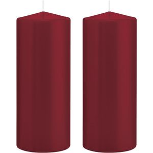 2x Bordeauxrode cilinderkaars/stompkaarsen 8x20cm 119 branduren