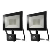 2-pack Lumos LED Breedstraler met bewegingssensor en schemerschakelaar - OSRAM Chips 30W 2880lm - 4000K - IP65 - vervangt 160 Watt - 2 jaar garantie