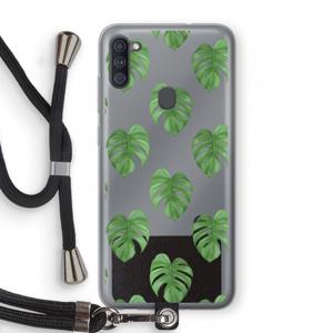 Monstera leaves: Samsung Galaxy A11 Transparant Hoesje met koord