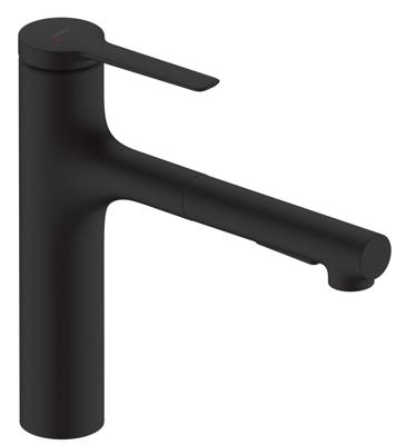 Hansgrohe Zesis M33 ééngreeps keukenkraan 160 met metalen uittrekbare vuistdouche, 2jet, sBox, mat zwart