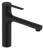 Hansgrohe Zesis M33 ééngreeps keukenkraan 160 met metalen uittrekbare vuistdouche, 2jet, mat zwart