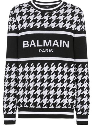 Balmain pull à motif pied-de-poule - Noir