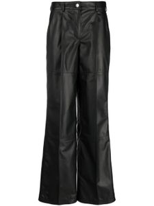 Manokhi pantalon en cuir à taille haute - Noir