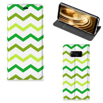 Samsung Galaxy S8 | Hoesje met Magneet | Zigzag Groen