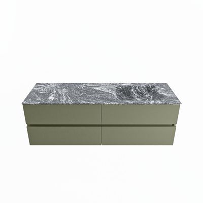 MONDIAZ VICA-DLUX 150cm badmeubel onderkast Army 4 lades. Inbouw wastafel CLOUD rechts zonder kraangat, kleur Lava.