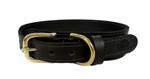 SAZZZ HALSBAND HOND PIONEER CLASSIC LEER DONKERBRUIN 32-39X3 CM