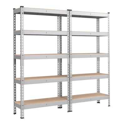 Sterke stellingkast met vijf lagen voor extra opbergruimte, Zilver / 30T x 75B x 150H cm / 2