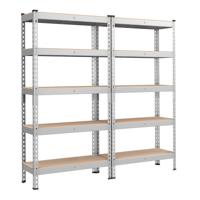 Sterke stellingkast met vijf lagen voor extra opbergruimte, Zilver / 30T x 75B x 150H cm / 2