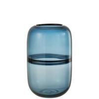 J-Line vaas Dyba - glas - blauw - large - 25.5 cm hoog - thumbnail