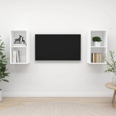 Tv-wandmeubelen 2 st bewerkt hout wit