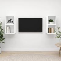 Tv-wandmeubelen 2 st bewerkt hout wit