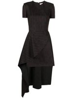 Alexander McQueen asymmetric pinstripe wool dress - Noir - thumbnail