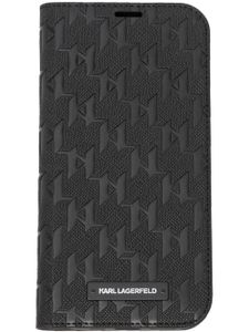 Karl Lagerfeld coque d'iPhone 14 Pro à motif monogrammé embossé - Noir