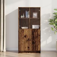 Hoge kast met deuren 68x37x142 cm bewerkt hout oud houtkleurig