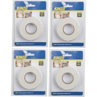 Kinzo Dubbelzijdig tape - 4x rol - 19 mm x 2,3 meter - wit