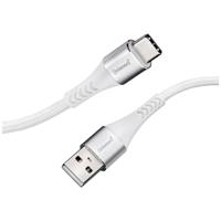 Intenso 7901102 USB-kabel USB 2.0 USB-A stekker, USB-C stekker 1.50 m Wit Stoffen mantel
