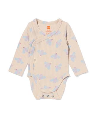 HEMA Newborn meegroei overslagromper rib dieren ecru (ecru)