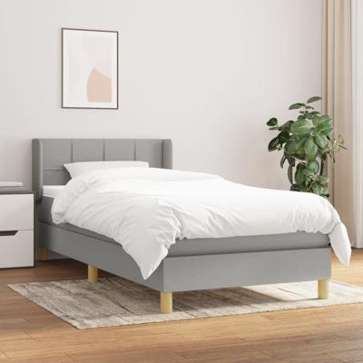 Boxspring met matras stof lichtgrijs 90x190 cm