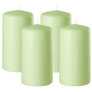 Enlightening Candles Cilinder/stompkaars - 4x - lichtgroen - D6 x H10 cm - 36 branduur