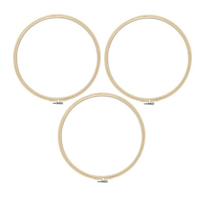 3x stuks houten ronde borduurring 25 cm