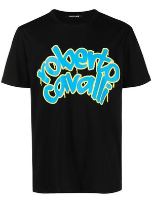 Roberto Cavalli t-shirt à logo graffiti - Noir