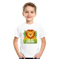 T-shirt wit voor kinderen met Leo de leeuw XL (158-164)  -