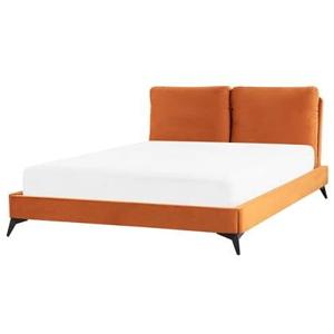 Beliani - MELLE - Tweepersoonsbed - Oranje - 160 x 200 cm - Fluweel