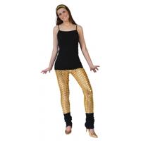 Verkleed legging met gaten - goud - dames - one size - disco/punk thema