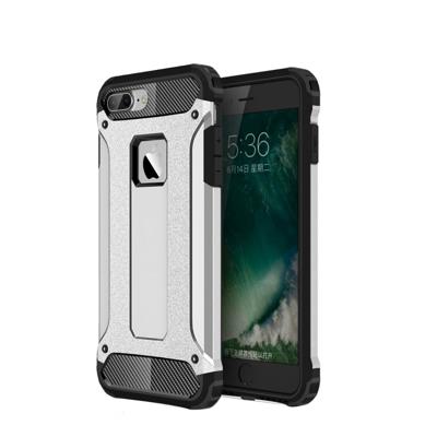 iPhone 7 Plus & 8 Plus robuust pantser TPU + Kunststof back cover Hoesje (zilverkleurig)