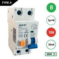SEP Aardlekautomaat 10A B Kar 30mA 2 polig 36mm RCM2 Kema Keur 230V automaat en aardlek in een