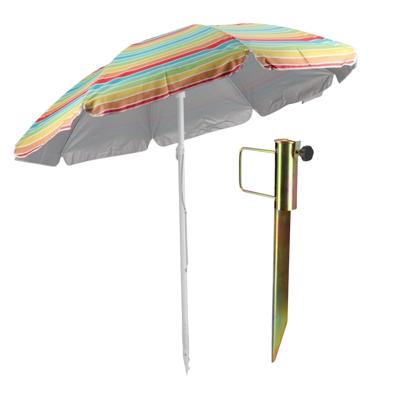 Strand/tuin parasol - met metalen grondharing 45 cm - geel/oranje - polyester - 180 cm - verstelbaar