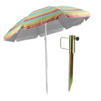 Strand/tuin parasol - met metalen grondharing 45 cm - geel/oranje - polyester - 180 cm - verstelbaar