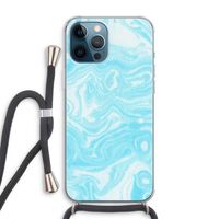 Waterverf blauw: iPhone 12 Pro Max Transparant Hoesje met koord