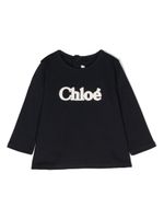 Chloé Kids t-shirt à logo embossé - Bleu