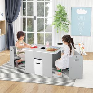 3-Delige Tafel en Stoelenset voor Kinderen Activiteitentafel met 2 Stapelbare Stoelen 3-Delige Meubelset voor Kinderen om te Leren/Spelen