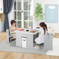 3-Delige Tafel en Stoelenset voor Kinderen Activiteitentafel met 2 Stapelbare Stoelen 3-Delige Meubelset voor Kinderen om te Leren/Spelen