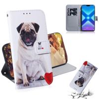 Mopshond patroon gekleurde tekening horizontale Flip lederen case voor Huawei eer 8X met houder & card slots & portemonnee