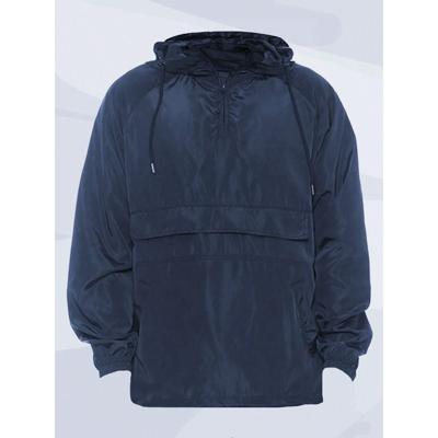 Men's Colorblock Anorak Windbreaker - Hooded Quarter Zip Jacket Navy Blue / M