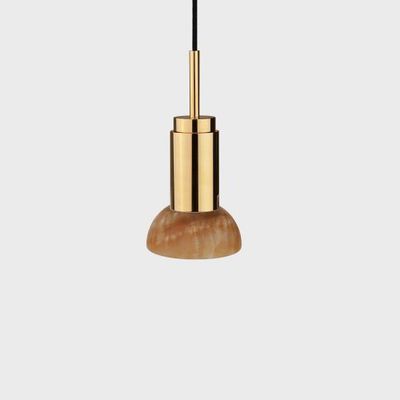 Anour Donya Onyx Moon Hanglamp - Amberkleurige kap - Gepolijst messing
