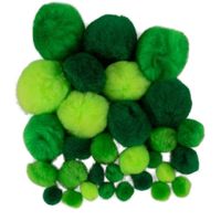 Pompons - 30x - groene tinten - 10-40 mm - hobby/knutsel materialen