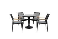 Qopps Gaona tuintafel met 4 Indra stapelstoelen antraciet