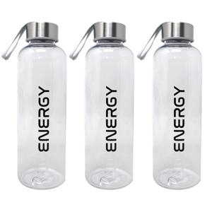 Drinkfles/waterfles/bidon - 3x - 570 ml - energy - zwart - kunststof