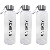 Drinkfles/waterfles/bidon - 3x - 570 ml - energy - zwart - kunststof - thumbnail