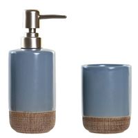 Badkamer accessoires setje drinkbeker en zeeppompje 18 cm korenblauw - Badkameraccessoireset - thumbnail