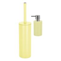 Spirella Badkamer accessoires set - WC-borstel/zeeppompje - geel - Badkameraccessoireset