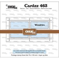 Crealies • cardzz stans mini slimline postzegelvel wendelyn met 4 rechthoeken horizontaal