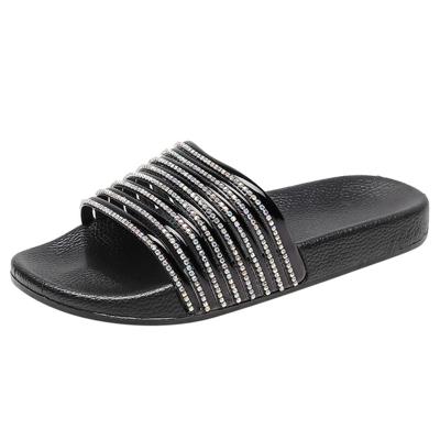 Vrouwen effen kleur casual glanzende Flash Drill slippers schoenmaat: 40 (zwart)